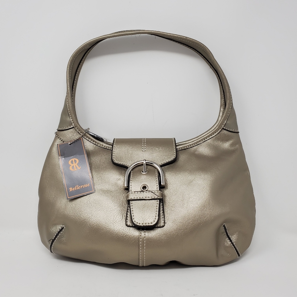 Bellarose gold toned faux leather shoulder bag new with tags